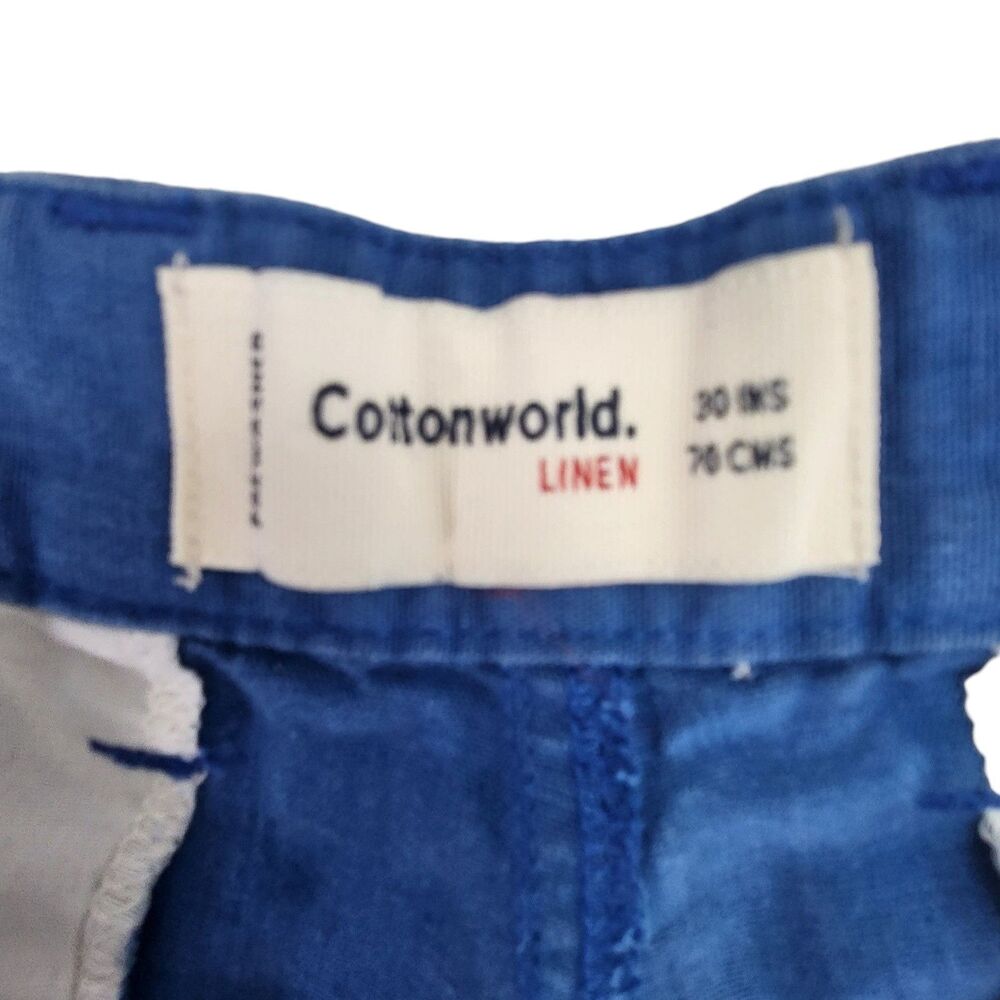 Cottonworld Linen Blend Shorts-Womens-Royal Blue-30 ins-Tailored Seam-Coastal - Picture 9 of 10